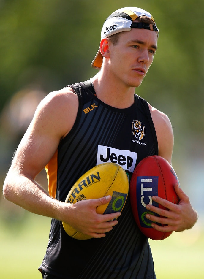 AFL 2015 Training - Richmond 271115 MELBOURNE, AUSTRALIA - NOVEMBER 27: Jacob Townsend of the Tigers in action during the Richmond Tigers training session at Punt Road Oval, Melbourne on November 27, 2015. (Photo: Michael Willson/AFL Media)